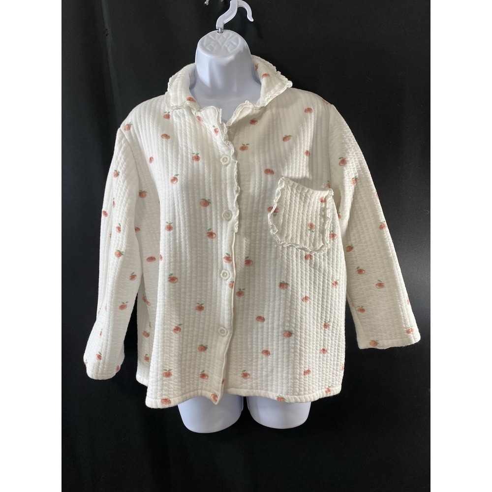 Cozy Womens Pajama Pants Set Size Large Peaches Warm Frilly Girly Homecore Comfy